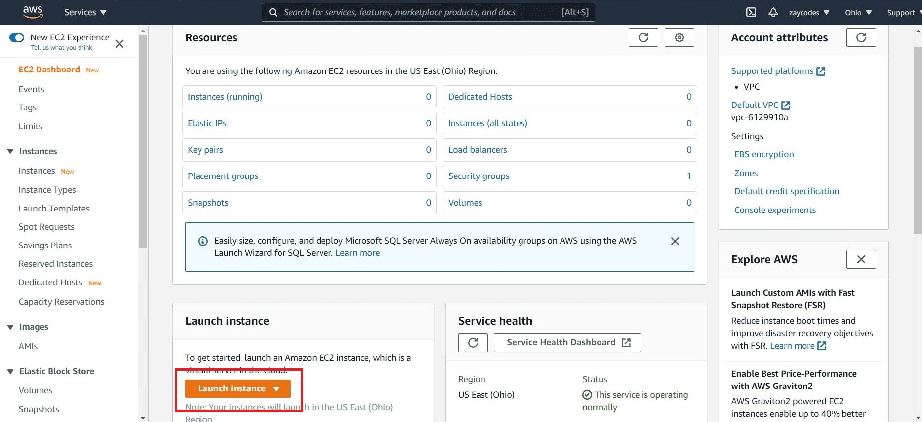 Launching from Amazon