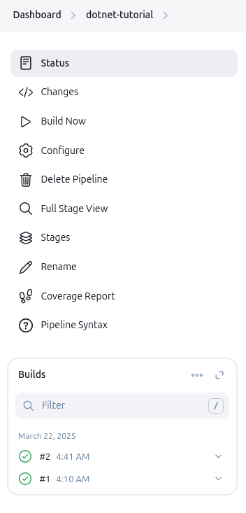 Last Build in Builds widget